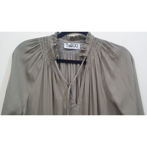 TaROO Aurelie Pleated Soft Mini Dress Olive Size S - Picture 6 of 14